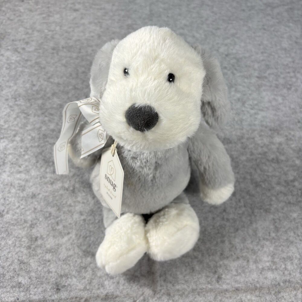 Snug Best Friend Gray White Puppy Dog Plush Soft Toy Stuffed Animal 12" Medium